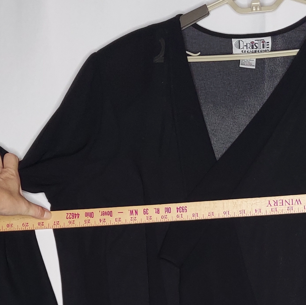 Christie California 90s Vtg Chiffon Cardigan Shrug Women 22 Black Open Long Slv - Picture 4 of 7